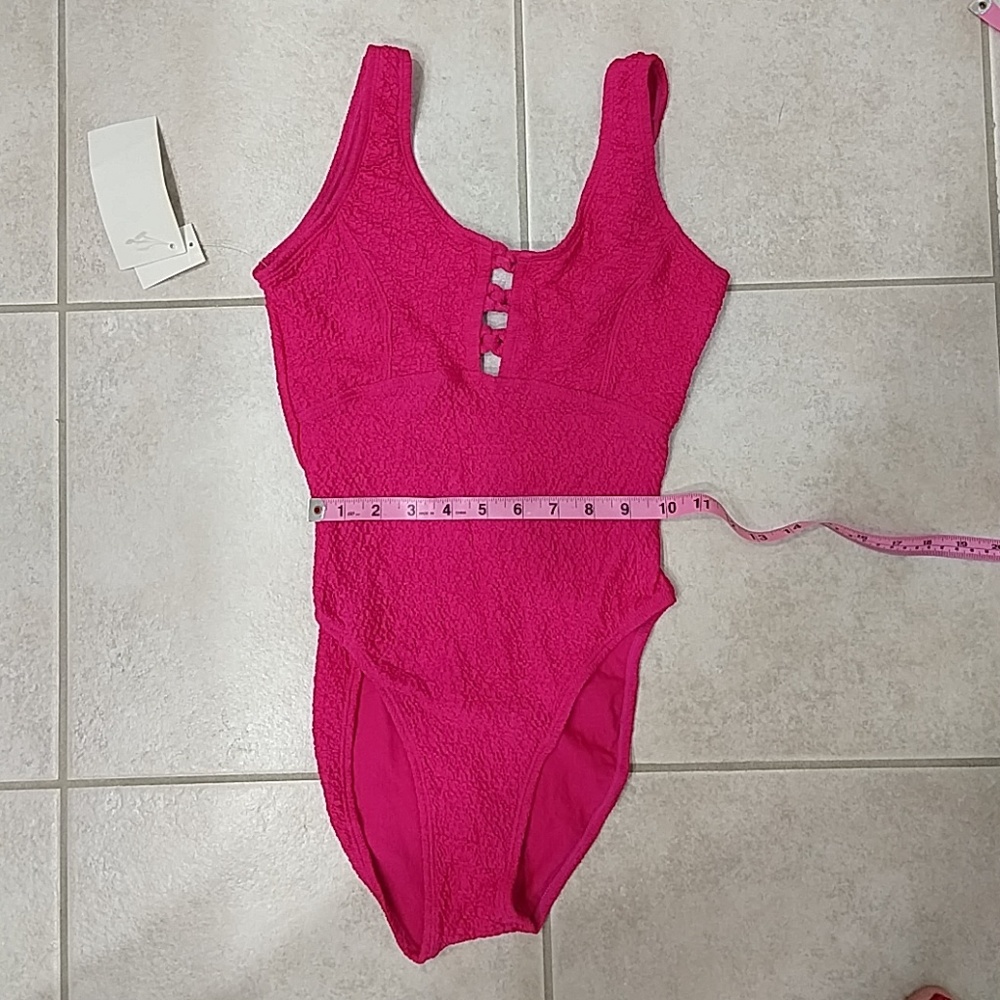 Vintage 80s NWT Hot Pink One Piece Swimsuit - Picture 7 of 8